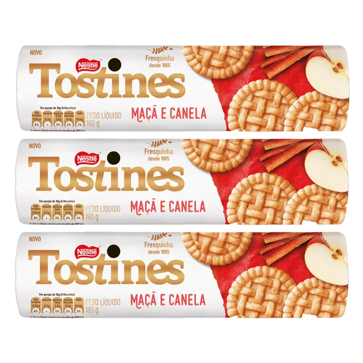 Nestlé Biscoito Tostines Maçã e Canela (3x160g)
